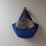 ファーのシェルトート（indigo blue)