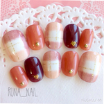 再販♡RUNA♪ココア×ブラウンブランケットチェックネイルチップ