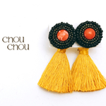 刺繍ビーズ×タッセルピアス