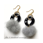 SALE半額♡大ぶり ファーデザイン(グレー) ピアス/イヤリング