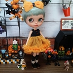 送料無料☆4点セット☆ブライス☆アウトフィット☆ハロウィンフリルワンピ☆オレンジ