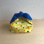 リボンお弁当袋 ダイヤボーダー×ブルー