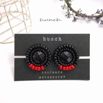 【再販2】ブラックビジューとビーズ刺繍のイヤリング&ピアス
