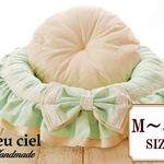 再販×6【受注制作品】ダブルフリルペットベッド　シンプルカラー（ミント）　Mサイズ