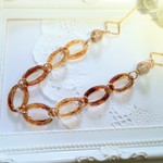秋色 べっ甲リングのロングネックレス