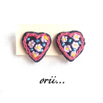 ハート花柄刺繍《イヤリング》