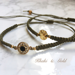 【秋カラー】khaki & gold コードブレスレット