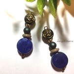 300円☆コインブルー☆お花のピアス/イヤリング