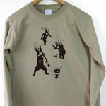 山マレー熊 長袖Tシャツ （カーキ/ユニセックス）