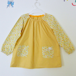 花柄とドットのkidsスモック★イエロー110cm