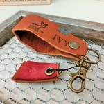 ヌメ革のキーホルダー＊キーリング＊レザーバンビ