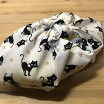 黒猫ちゃん小さいサイズのお弁当用あずま袋アイボリー