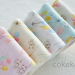 ✩最後の1点✩ こぐま＆バルーン ふわふわ&やわらか８重ガーゼ ハンカチ５枚セット（無添加ガーゼ使用）