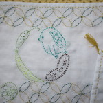 お値下げ：「微生物図鑑」ミジンコ布巾　刺し子刺繡