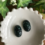【SALE】ヴィンテージ アクリルオーバルカボション　16×25mm グリーンマーブル　2個セット