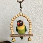 ボタンインコのブランコチャーム♪羊毛フェルト