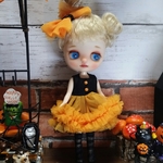 送料無料☆3点セット☆ミディブライス☆アウトフィット☆フリルワンピハロウィンバージョン☆オレンジ