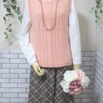 ベスト　ウール100％手編みなのに安価　ゆったり目　Ｂ045