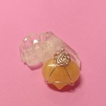 【ワイヤーアクセサリー】薔薇デザイン アラゴナイト ハート 天然石  ペンダント 