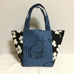 猫とお花✴︎ボックス型トートバッグ
