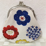 【送料無料】北欧風お花いっぱい生地のハンドメイドがま口財布