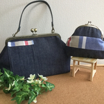maguzoh様専用  デニム×ストライプ（RED）がま口セット