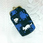 ねこさん縦長がまぐちポーチ