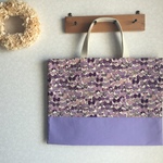 リボン×ラベンダー レッスンバッグ おけいこバッグ 手提げ