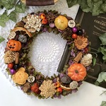 ジャックオーランタンのオレンジパープルハロウィンリース