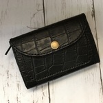koyo-te1638様オーダー＊革のミニ財布＊クロコダイル型押し黒