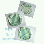 ポーチ無【洗濯可】お食事スタイ  なみ ブルー Sany handmade