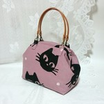 帆布　ガバッと開く口金　ねこさん