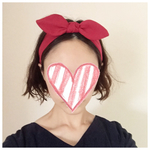 【おとなサイズ】ガーゼのリボンヘアバンド（深紅）