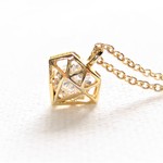 Diamond Motif Gold Charm Necklase