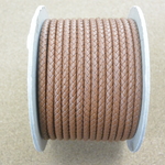編み込み 丸革紐  5mm(直径)×1m(長さ)ブラウン革紐 レザーコード