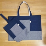 帆布×ヒッコリーデニム上履き袋とレッスンバッグ