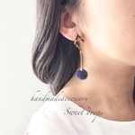 再販♡ べっ甲×ネイビーファーボールピアス/ノンボールピアス