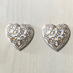 VINTAGE MATTE WHITE GOLD HEART ACRYLIC CABOCHONS