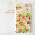 ほんのり透け感 iPhone ケース デコパージュ strawberry