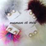 [ファー色変更可♡]コットンパール×マラボーファーピアス(イヤリング)