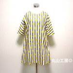 【丸山工房】北欧モダンカラー×ストライプ×ドットワンピース/グレー×イエー