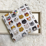 サニタリーケース ナプキン入れ 生理用品入れ （おとぼけ猫柄 アイボリー）