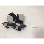 再販！ブラック＆シルバーアシメレザーピアス