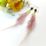フェザー ピアス ☆ ライトサロモン ☆ 羽根 ピアス
