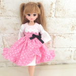 ピンクの巻き巻きワンピース（リカちゃん、ブライスサイズ）