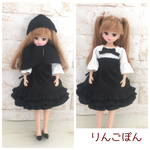 黒ずきんとワンピースのセット（リカちゃん、ブライスサイズ）