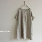 ポンチョ。フラックスカラーの起毛リネン　ワンピース。【М】
