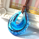 ランプワークペンダントトップ(ブルー)◆3.7×5.3×1㎝