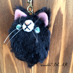 デブ猫ホルダー★黒猫グリーンアイ
