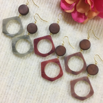 ウッドの揺れる大ぶりピアス・イヤリング♡